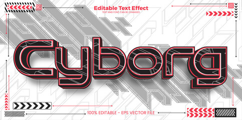 Cyborg editable text effect in modern cyber trend style