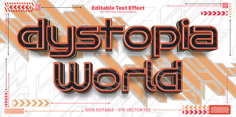 Dystopia World editable text effect in modern cyber trend style