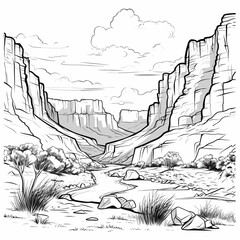 Grand Canyon. Grand Canyon hand-drawn comic illustration. Vector doodle style cartoon illustration