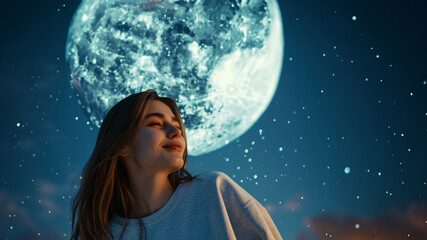 girl on a full moon night