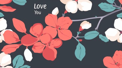 AI generated illustration of pink and blue flowers cover the background with an inspirational quote