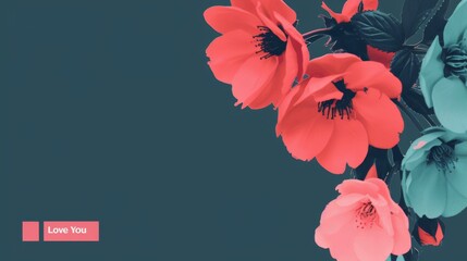 AI generated illustration of flowers with "I love you" and quote on back