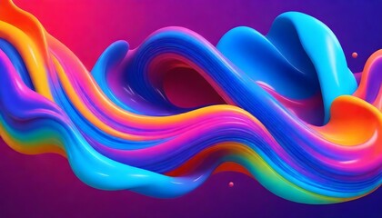 Modern abstract background with neon liquid gradient twisted shape 3d illustration