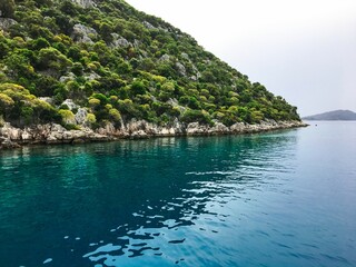 Turquoise water of the mediterranean sea Aegean sea, Turkey, Bodrum region