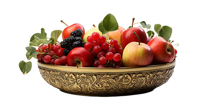 Brass Fruit Bowl on transparent background.