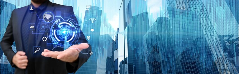 Businessman Holding His Blazer Giving Ideas Showing Futuristic Technology.