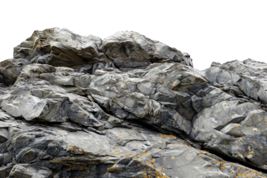 Large heavy rock stone isolated on background, flying rock in the space, natural giant boulder for decoration in garden yard.