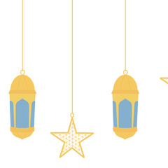 Islamic Banner Header Hanging Islamic Lantern for Greetings Ramadan Eid Al-Fitr Eid Al-Adha