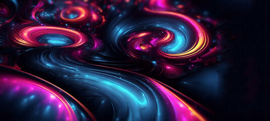 abstract Modern Looping Pipe Flow futuristic background with gold PINK blue glowing neon moving high speed wave lines and bokeh lights. Data transfer concept Fantastic,AI, Generative A