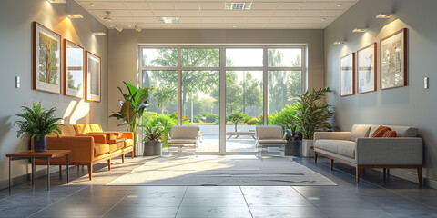 modern living room, A image of a serene and supportive mental health ward, with comfortable common areas, therapy rooms, and private patient rooms for individuals receiving treatment