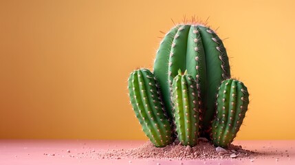 Minimalist Mexican Cactus, Vibrant desert flora, a traditional Mexican cactus with minimal detailing on a solid background