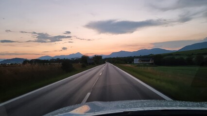 Evening drive in Poland