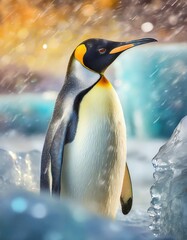 king penguin and ice
