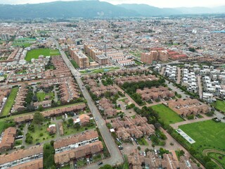 Aerial view of a residential district in the city