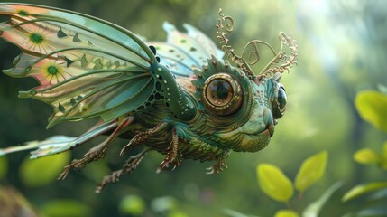 A charming 3d render of a whimsical flying creature   AI generated illustration