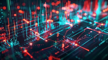 Obraz premium A business chart made in a 3d style with various cryptocurrency symbols scattered around AI generated illustration