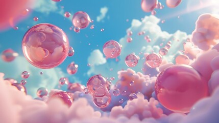 Weightless objects in a 3d world   AI generated illustration - obrazy, fototapety, plakaty