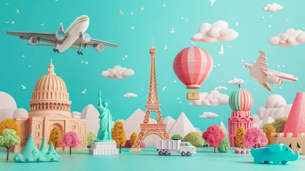  Whimsical 3d illustrations of imaginary travel destinations 3d style isolated flying objects memphis style 3d render   AI generated illustration © ArtStage