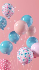 Fototapeta na wymiar Whimsical balloons floating in the air 3d style isolated flying objects memphis style 3d render AI generated illustration