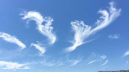 Whimsical clouds in a clear blue sky   AI generated illustration - obrazy, fototapety, plakaty