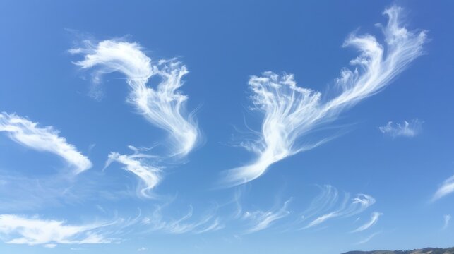 Whimsical clouds in a clear blue sky   AI generated illustration
