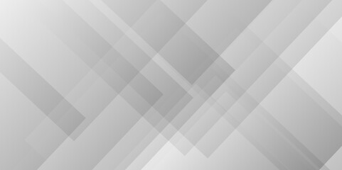 Abstract white and gray background design with layers of textured white transparent material in triangle and squares shapes. White color technology concept geometric line vector background.