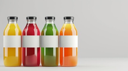 Juice Bottle Mock-Up. Bottles with Blank Label Isolated