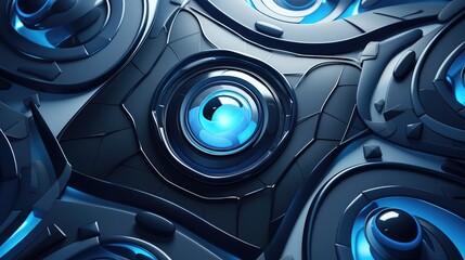 Abstract futuristic contemporary modern cosmic design in cartoon style. Digital generated illustration in grey and blue shades.