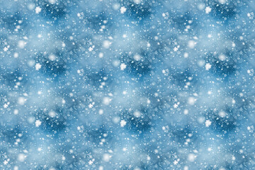 Obraz premium Snowy seamless pattern with soft falling snow on blue gradient