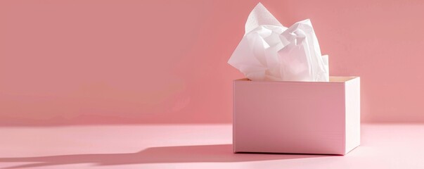 Retractable tissues in a box on a pink background.