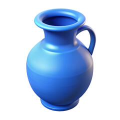 3d Blue vase Isolated transparent background.
