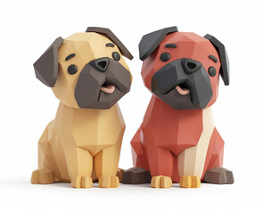 two dogs cartoon 3D