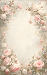 Creative arts painting of pink and white roses on a white background
