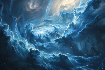 Vibrant digital rendering of deep space featuring a mesmerizing nebula and distant galaxies, perfect for creating cosmic-themed wallpapers and stunning sci-fi visuals