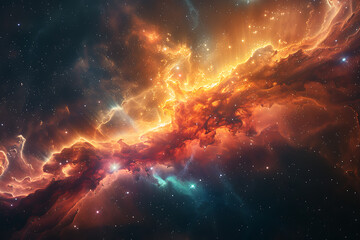 Vibrant digital rendering of deep space featuring a mesmerizing nebula and distant galaxies, perfect for creating cosmic-themed wallpapers and stunning sci-fi visuals