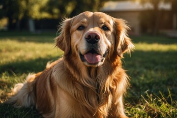 golden retriever basking in the warm sunlight of a summer afternoon