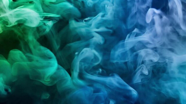 The dynamic contrast of bold green and cool blue smokes creates a sense of power and energy in this image.