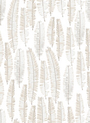 Artistic creative leaf seamless pattern. Modern design.Tropical palm leaves with beige , cream texture background on white background used for textiles,wallpapers...,
