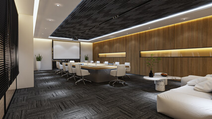 interior of a hotel, modern living room, meeting room, large glass meeting room, modern meeting room