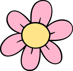 Retro Earth Day flower Pastel Doodle Drawing Cartoon 