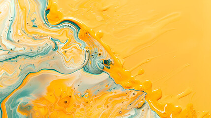 Abstract colors, backgrounds and textures ,Digital illustration in fluid art style in yellow colours ,Abstract mixing of colored liquid paints
