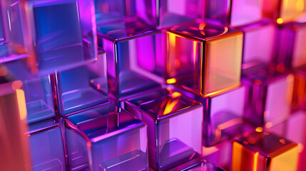 Precisely Constructed Glossy Cubes Violet