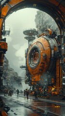 Futuristic movie set, blending CGI with reality, epic sci-fi blockbusters in the making