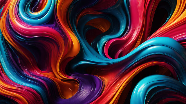 Create an abstract background featuring fluid, intertwining curves in vibrant colors
