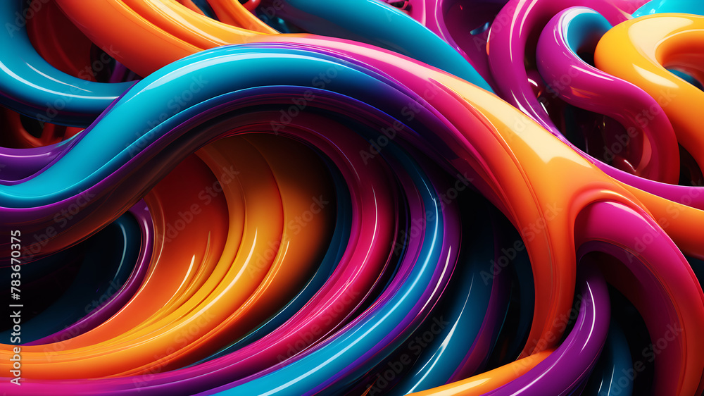 Wall mural create an abstract background featuring fluid, intertwining curves in vibrant colors