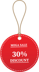 30% OFF Sale tag. 30% Discount Offer. Discount Promotion. Big sale collection for banners, labels, posters. Discount offer price. Vector illustration. Special offer 30% off label or price tag on white