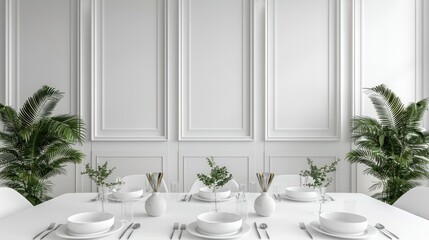 Elegant Dining Experience Enhanced with Picture Frames in Chic White Room