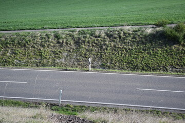 country road below field level