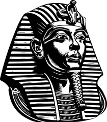 An intricately detailed illustration of an Egyptian Pharaoh's bust, suitable for educational and historical content