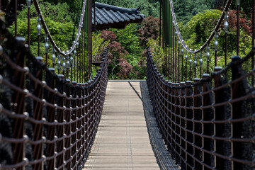 View of the suspension bridge in the valley